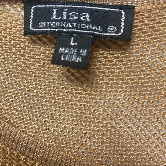 Women's Lisa International Sweater, gold loose knit with small gold sequence - Picture 3 of 8